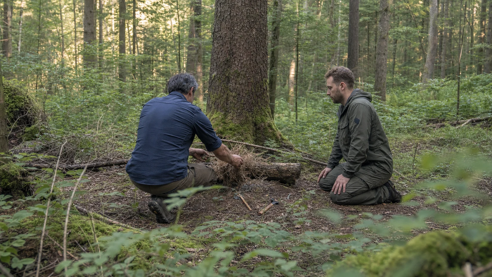 Persönliches Survival Training im Wald